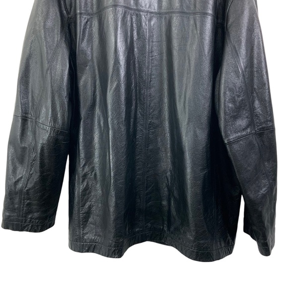 WILSONS LEATHER Nice Heavy Weight Leather Jacket Button Down XL Black Lined - Picture 7 of 12